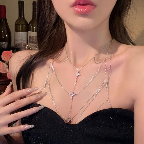 Collana catena petto moda - , sexy