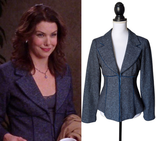 Blazer corsetto tweed blu navy