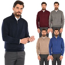 Cardigan Uomo Zip Lana e Cashmere Maglione Invernale Pullover con Cerniera 