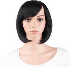 Parrucca corta nera liscia - corta,