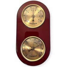 Wooden Barometer & Thermometer