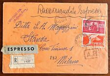 REPUBBLICA ITALIANA-RACCOMANDATA ESPRESSO DA TARANTO PER MILANO 15/10/1949