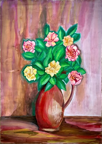 Fiori dipinto tecnica - tecnica, mista