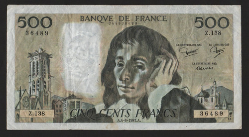 Francia 500 franchi pascal - francia,
