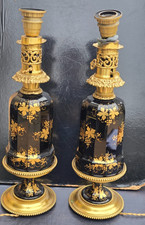 PAIRE LAMPES A HUILE VERRE