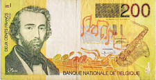 BANCONOTA 200 FRANCHI BELGIO