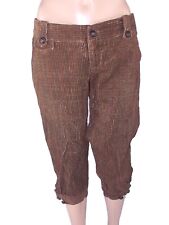 Zara Pantalone Da Donna Taglia M Medium Marrone Capri Polpaccio Velluto A Coste