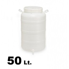 Tanica/Bidone/Fusto in plastica a bocca larga con rubinetto rimovibile 50lt.