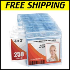 250 Pack Clear PVC Card Protectors for 4x3 Inch IDs - Waterproof & Resealable
