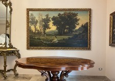 quadro classico dipinto a olio su tela paesaggio con cornice stile antico grande