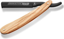 Rasoio a Mano Libera  Shavette Con Manico in Legno D'Ulivo