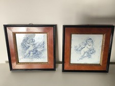 Coppia quadri ceramica maiolica Albisola 21cm. Bellissimi e perfetti.