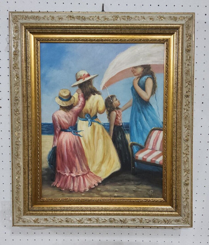 Quadro scena dame dipinto