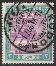 SGA8 SN:MO7 1906 3M SUDAN Postino con Dromedario Cammello Post (Servizio Esercito) 1906-11