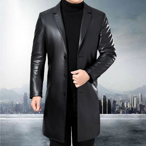 Nuovo uomo nero pelle cappotto - nuovo,