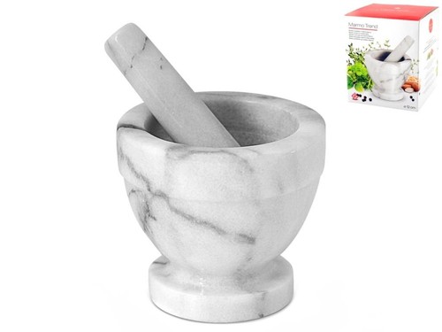 Mortaio marmo bianco con - mortaio,
