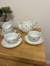 Cath Kidston grande teiera a pois fine Cina e 4 tazze e piattini - PRISTINA