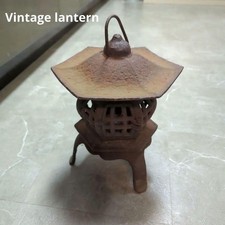 Lanterna giapponese vintage in ferro portacandele da giardino esagonale 32...