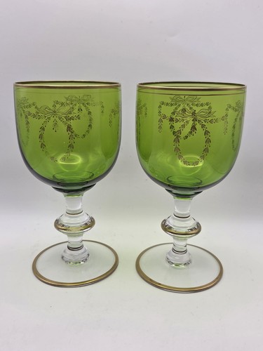 Calici vetro verde cerchi - vetro,