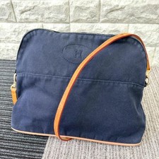 Borsa a tracolla HERMÈS Bolide blu navy tela pelle marrone donna USATA DAL...