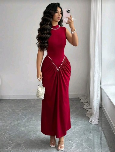 Vestito lungo rosso elegante - vestito,