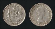 AUSTRALIA 6 PENCE 1956 ARGENTO/SILVER - QUEEN ELIZABETH II