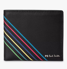 Portafoglio Paul Smith Signature Stripe Portafoglio Pelle Nero MADE IN ITALY