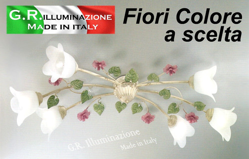 Plafoniera ferro battuto 6 - ferro,