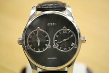 OROLOGIO UOMO ORIGINALE GUESS DEUCE DUAL 2 FUSO ORARIO CINTURINO PELLE NERO U95027G1