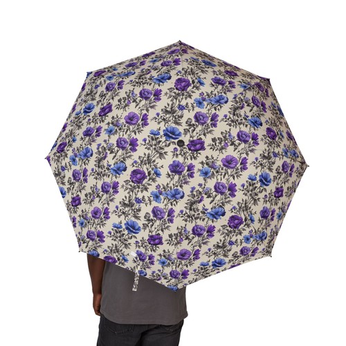 Purple floral pattern umbrella - purple,
