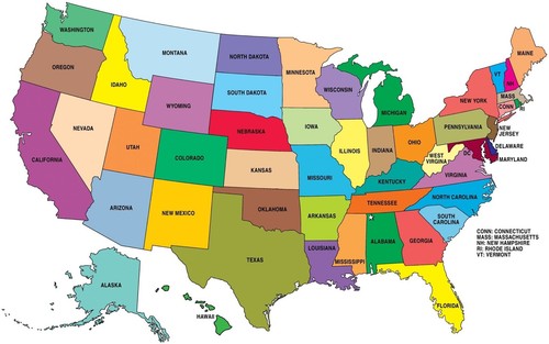 Mappa usa stati - usa,