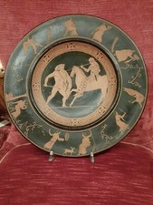 Antico piatto primi anni del 1900 in  terra cotta dipinto a mano cm31.