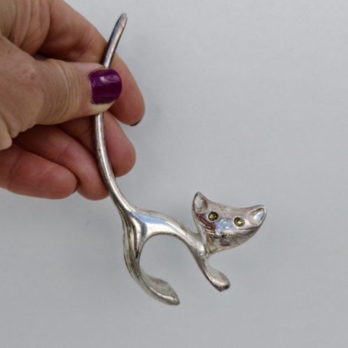 Gatto porta anelli argentato - gatto,