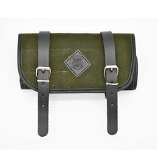Borsa borsello porta attrezzi EX MOTO verde militare cuoio nero universale