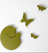 BUTTERFLY ciclamino Diamantini Domeniconi orologio a parete + 3 kit farfalle