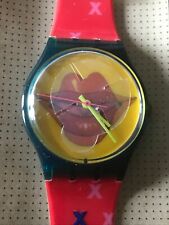 Orologio da polso SWATCH Gent SWATCH KISS (GN181)-NUOVO/NOS-Flip Image-Bocca Rossa-Sexy 