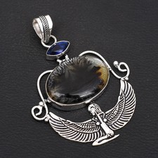 Ciondolo Dendrite Opale Tanzanite Gemma Etnico Maat Gioielli Regalo 2,96" AP-98964