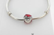 Autentico ciondolo PANDORA Jolly Babbo Natale perline di Natale # 791405ENMX con scatola