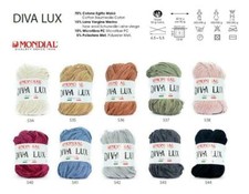 GOMITOLI DI LANA  FILATI PER FERRI E UNCINETTO CINIGLIA "DIVA LUX" MONDIAL 50GR.