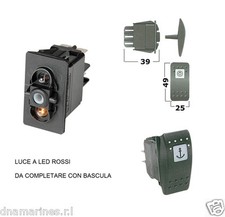 INTERRUTTORE A LED ROSSI CARLING SWITCH 12V - NAUTICA BARCA GOMMONE VELA