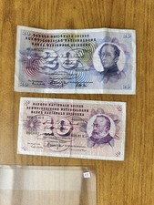 Lotto di 2 Banconote SVIZZERA 10 FRANCHI 1973 + 20 FRANCHI 1965