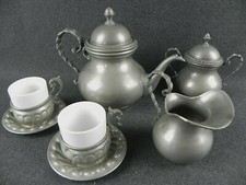 Servizio da the tè caffè in peltro teiera zuccheriera tazzine in porcellana set