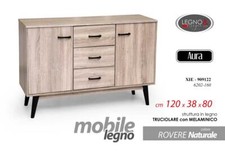 MOBILE SALOTTO CUCINA INGRESSO CREDENZA ROVERE NATURALE ANTE CASSETTI 120*38*h80