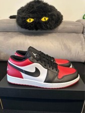 Nike Jordan 1 Low Bred Toe Black Red White Rosso Nero Bianco Taglia 45EU 11US