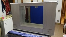 Mobiletto bagno con specchio a 2 ante bianco +ribaltina centrale e cassetti