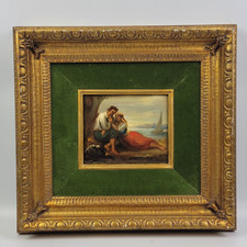 ARTISTA ITALIANO DEL XIX SECOLO Coppia di personaggi DIPINTO OLIO ANTICO QUADRO