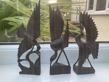 3 x Vintage Wooden Birds -