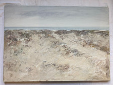 Renato Santini - Olio su tela di lino 100%, 50x70, Titolo "Spiaggia deserta"