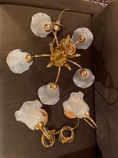 LAMPADARIO A SOPSPENSIONE CLASSICO PLACCATO ORO CON 2 ABAT JOUR COORDINATE