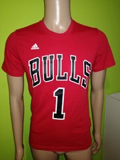 T SHIRT ROSSA MARCA ADIDAS NBA CHICAGO BULLS DERRIK ROSE TAGLIA S 100% COTONE